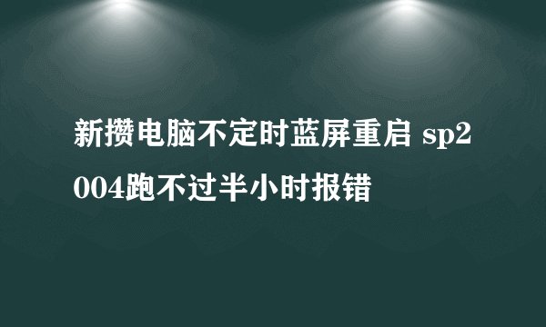 新攒电脑不定时蓝屏重启 sp2004跑不过半小时报错