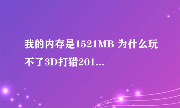 我的内存是1521MB 为什么玩不了3D打猎2010 一进入他就说应用程序错误