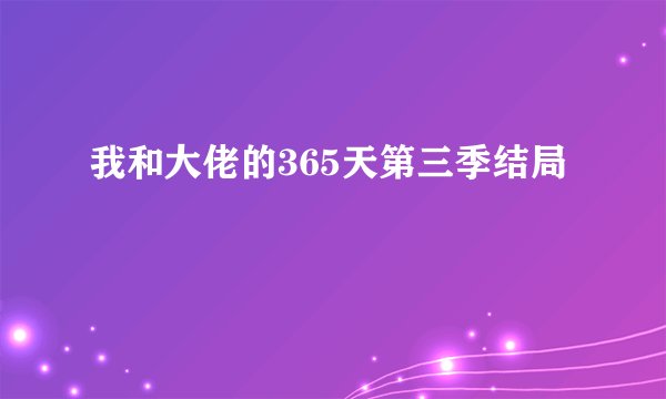 我和大佬的365天第三季结局
