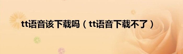 tt语音该下载吗tt语音下载不了