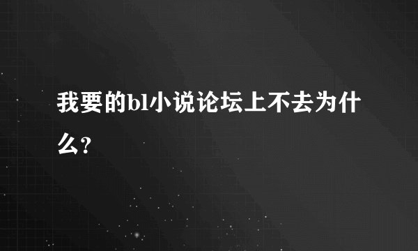 我要的bl小说论坛上不去为什么？