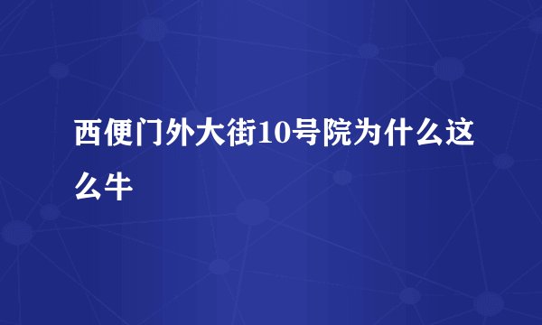 西便门外大街10号院为什么这么牛