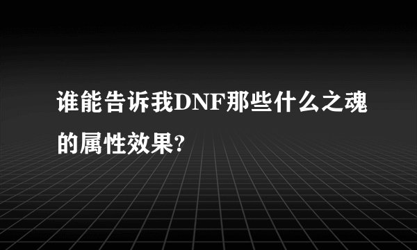 谁能告诉我DNF那些什么之魂的属性效果?