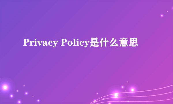Privacy Policy是什么意思