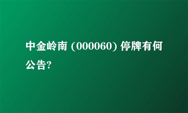 中金岭南 (000060) 停牌有何公告?