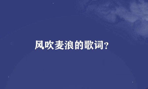 风吹麦浪的歌词？
