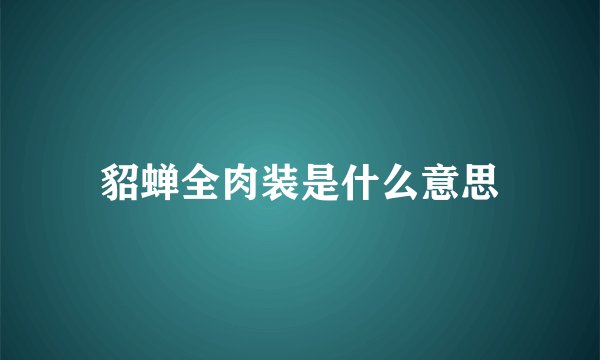 貂蝉全肉装是什么意思