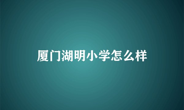 厦门湖明小学怎么样