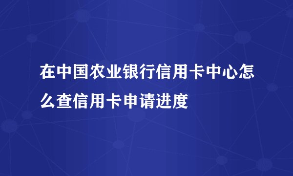 在中国农业银行信用卡中心怎么查信用卡申请进度