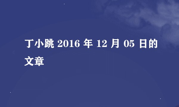 丁小跳 2016 年 12 月 05 日的文章
