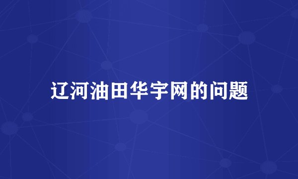 辽河油田华宇网的问题