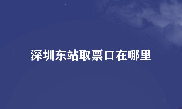 深圳东站取票口在哪里