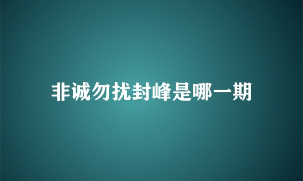 非诚勿扰封峰是哪一期