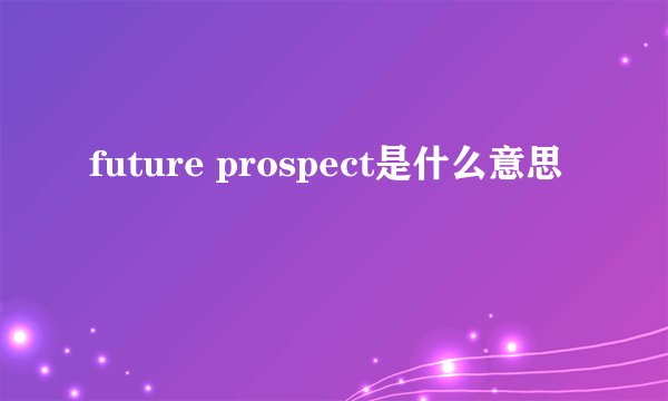 future prospect是什么意思