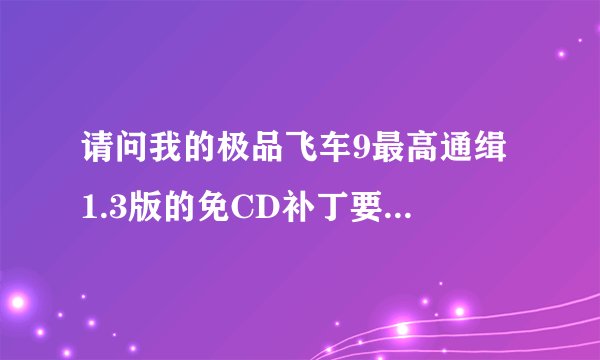 请问我的极品飞车9最高通缉 1.3版的免CD补丁要怎么打上?