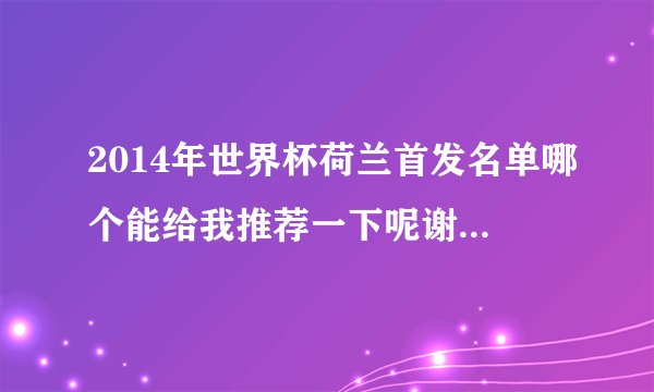 2014年世界杯荷兰首发名单哪个能给我推荐一下呢谢谢大家了