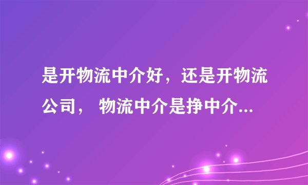 是开物流中介好，还是开物流公司， 物流中介是挣中介费， 物流公司是有自己的车，那种比较可靠些， 比较挣