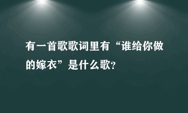 有一首歌歌词里有“谁给你做的嫁衣”是什么歌？