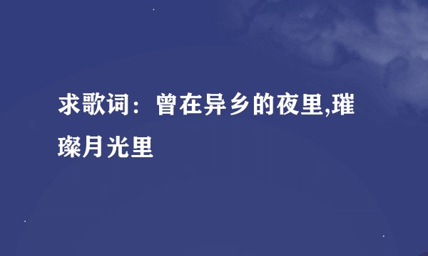 求歌词：曾在异乡的夜里,璀璨月光里