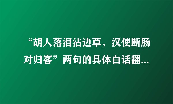 “胡人落泪沾边草，汉使断肠对归客”两句的具体白话翻译。尤其是”沾边草”和“对归客”的释义。