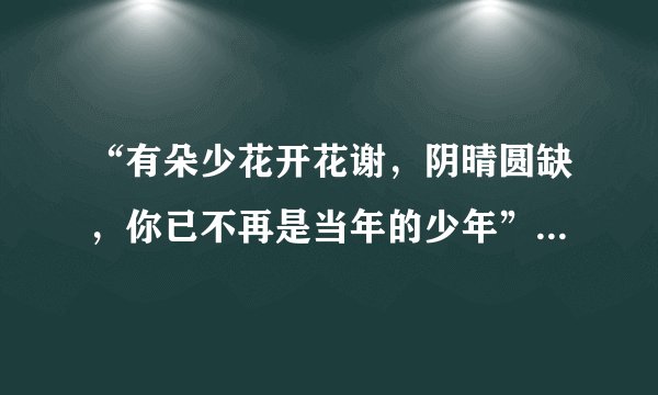 “有朵少花开花谢，阴晴圆缺，你已不再是当年的少年”是哪首歌里面的歌词
