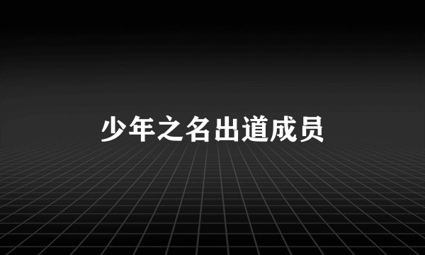 少年之名出道成员