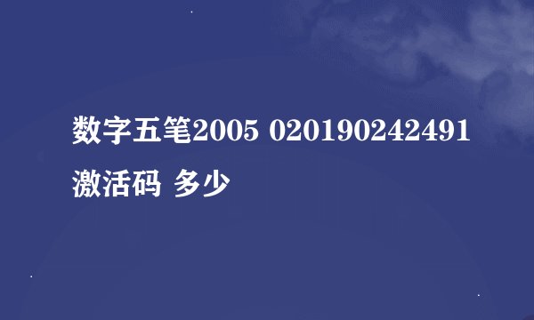 数字五笔2005 020190242491激活码 多少
