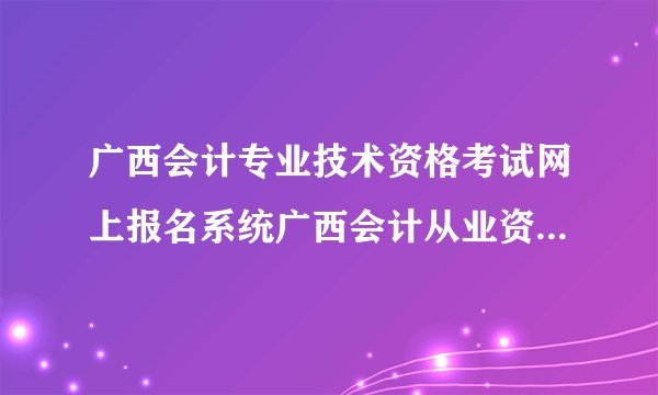 广西会计专业技术资格考试网上报名系统广西会计从业资格考试报名常见问题汇总