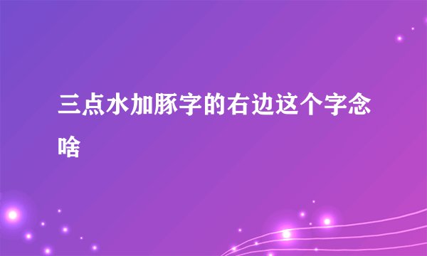 三点水加豚字的右边这个字念啥