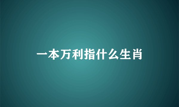 一本万利指什么生肖