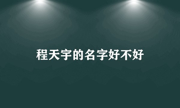 程天宇的名字好不好