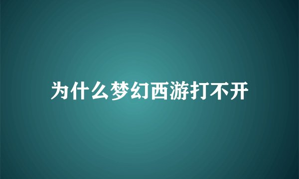 为什么梦幻西游打不开