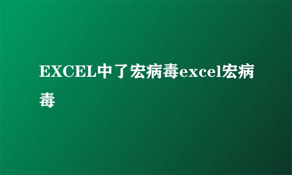 EXCEL中了宏病毒excel宏病毒