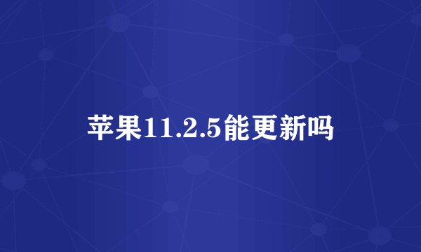 苹果11.2.5能更新吗