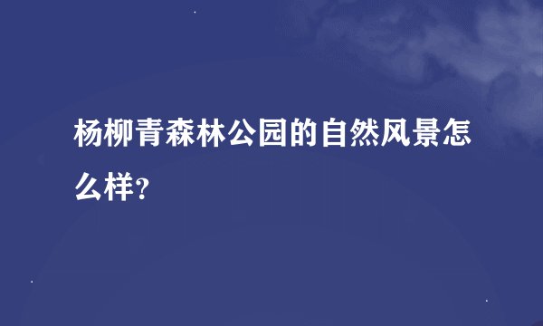杨柳青森林公园的自然风景怎么样？