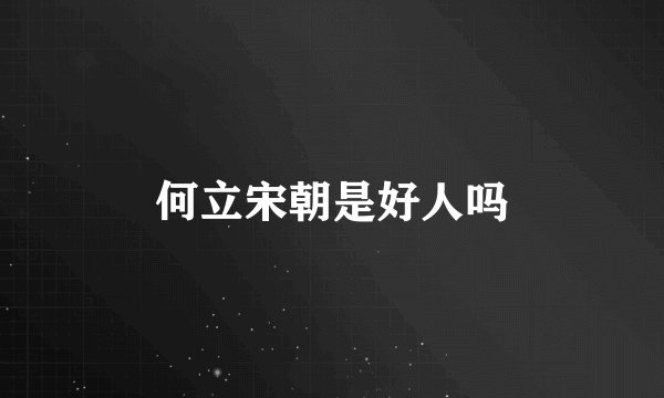 何立宋朝是好人吗