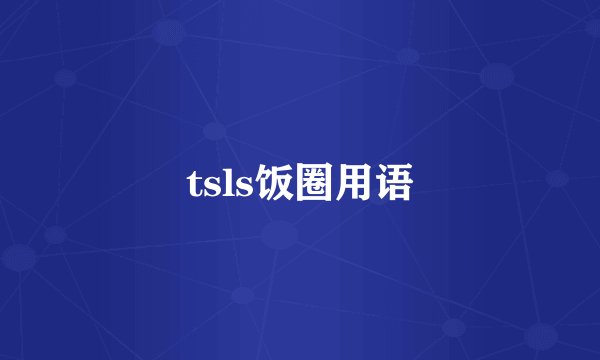 tsls饭圈用语