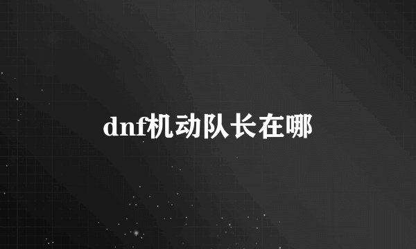 dnf机动队长在哪
