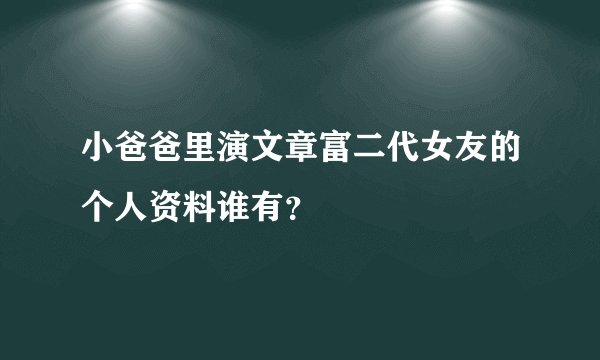 小爸爸里演文章富二代女友的个人资料谁有？