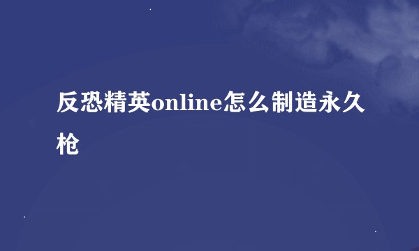 反恐精英online怎么制造永久枪