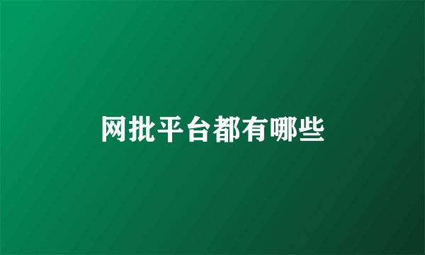 网批平台都有哪些