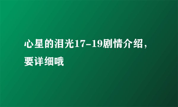 心星的泪光17-19剧情介绍，要详细哦