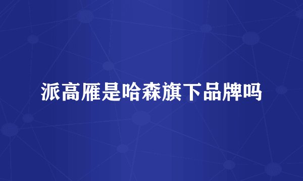 派高雁是哈森旗下品牌吗