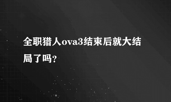 全职猎人ova3结束后就大结局了吗？
