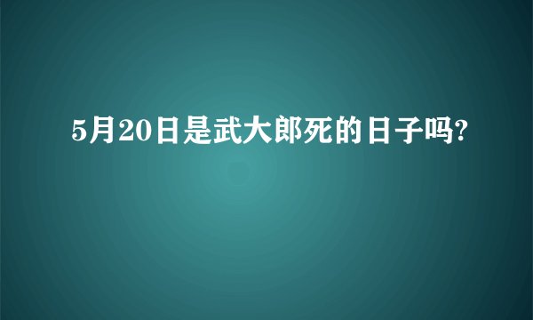 5月20日是武大郎死的日子吗?