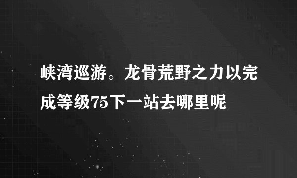 峡湾巡游。龙骨荒野之力以完成等级75下一站去哪里呢