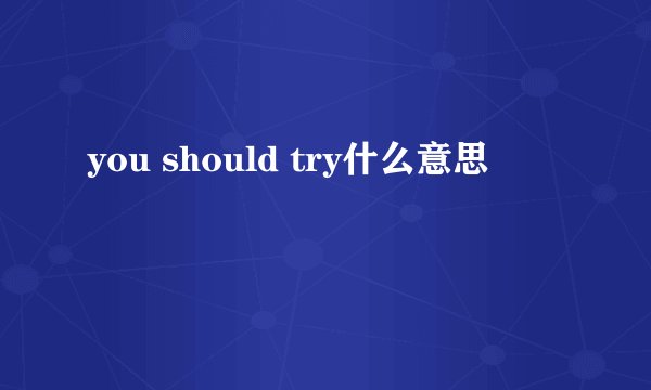 you should try什么意思
