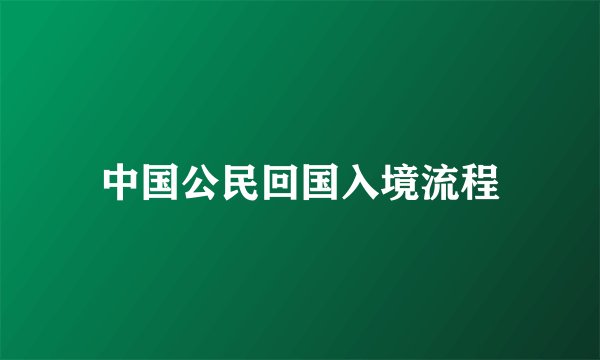 中国公民回国入境流程