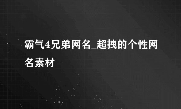 霸气4兄弟网名_超拽的个性网名素材