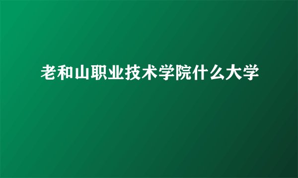 老和山职业技术学院什么大学